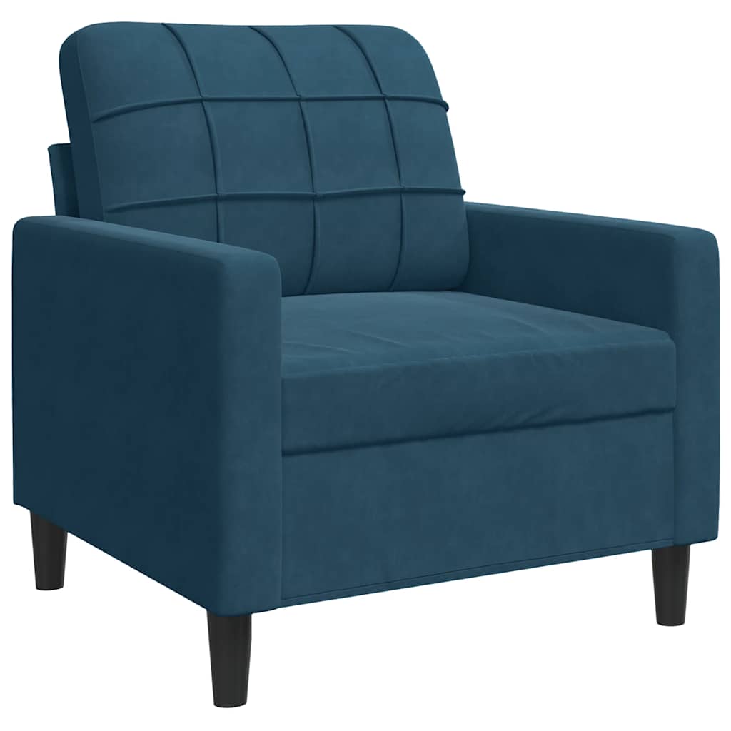 4-tlg. Sofagarnitur mit Kissen Blau Samt