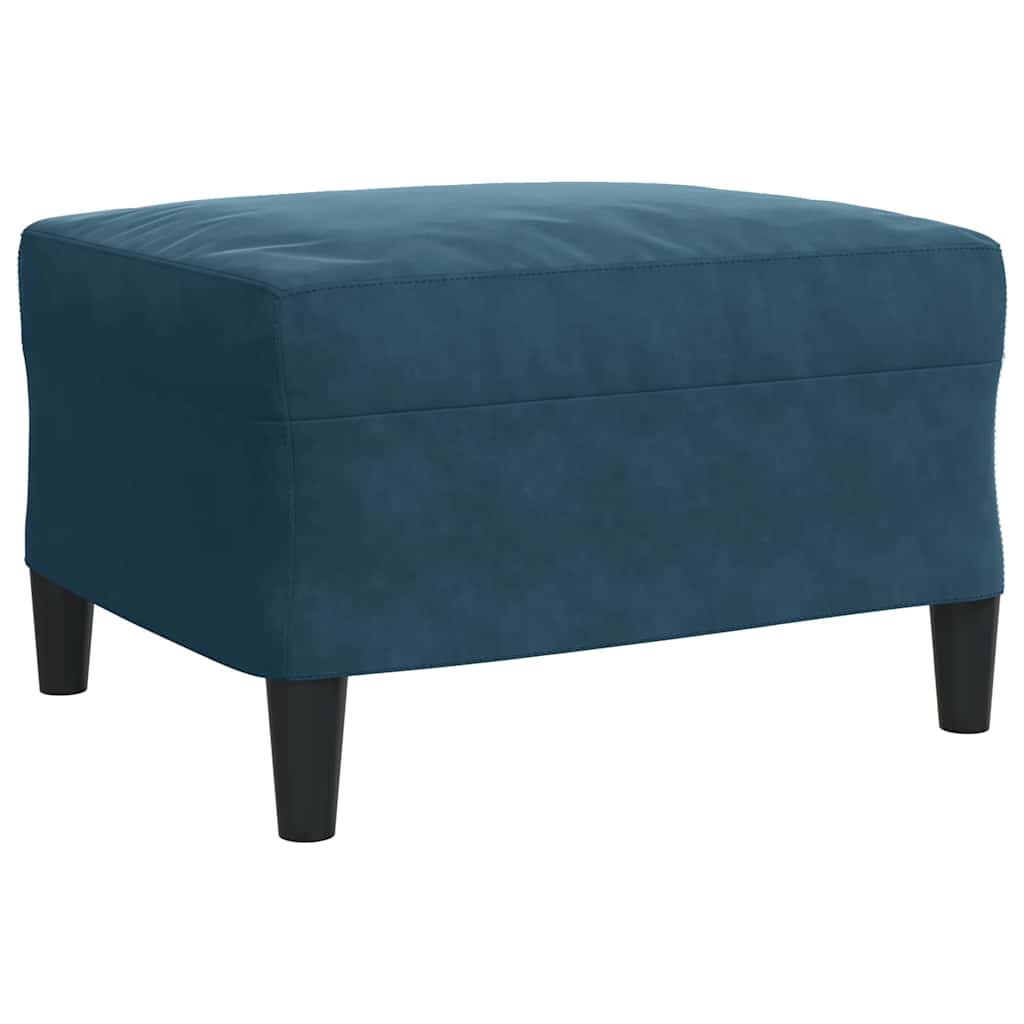 3-tlg. Sofagarnitur mit Kissen Blau Samt
