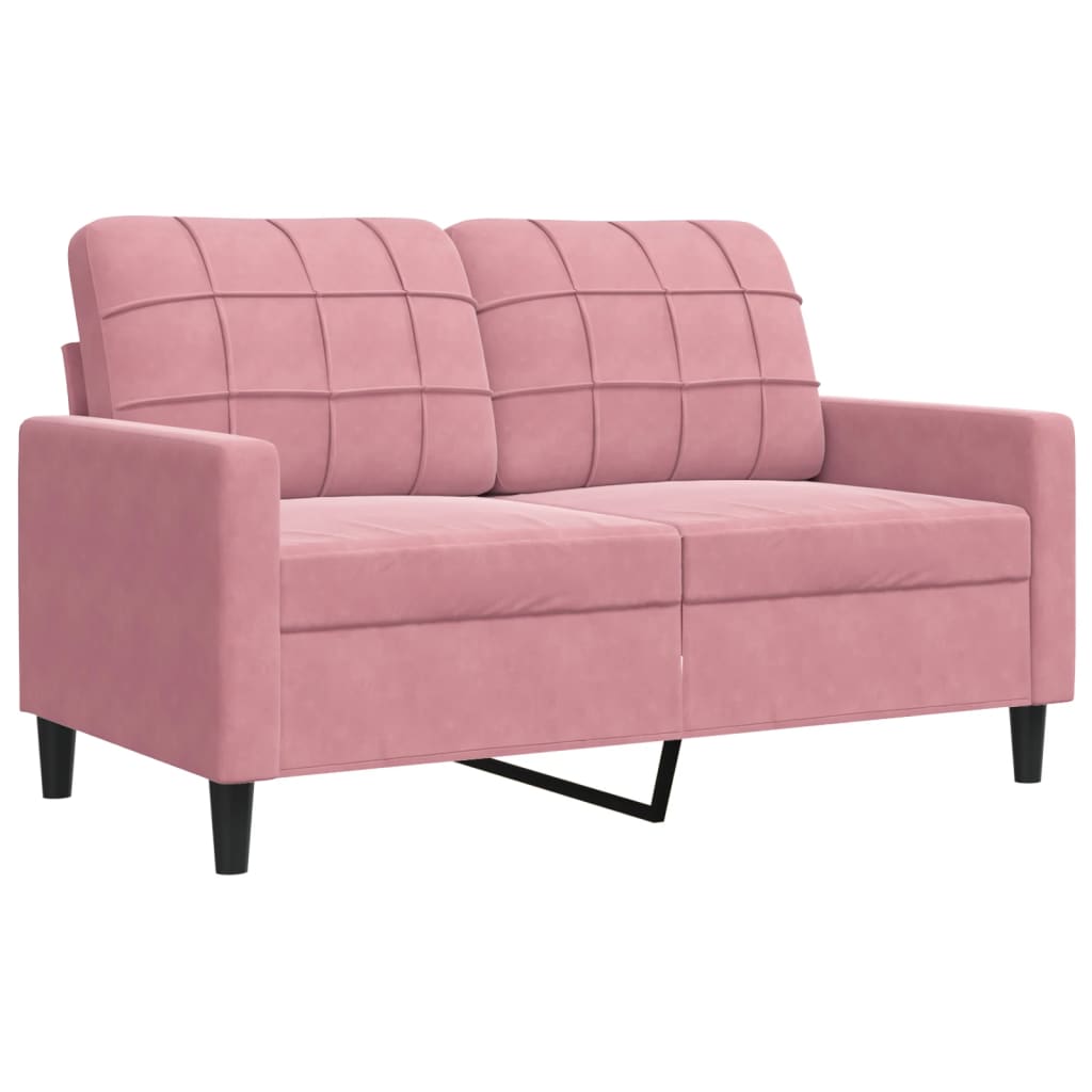 2-tlg. Sofagarnitur mit Kissen und Nackenrollen Rosa Samt