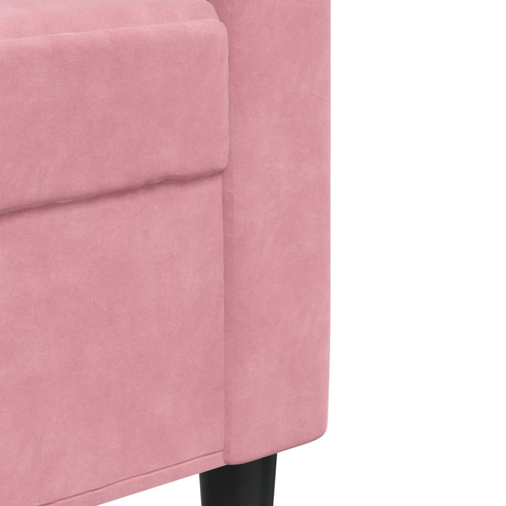 2-tlg. Sofagarnitur mit Kissen und Nackenrollen Rosa Samt