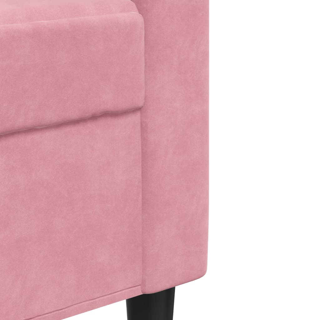3-tlg. Sofagarnitur mit Kissen und Nackenrollen Rosa Samt