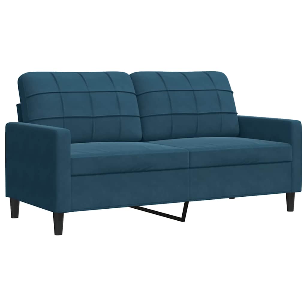 4-tlg. Sofagarnitur mit Kissen Blau Samt