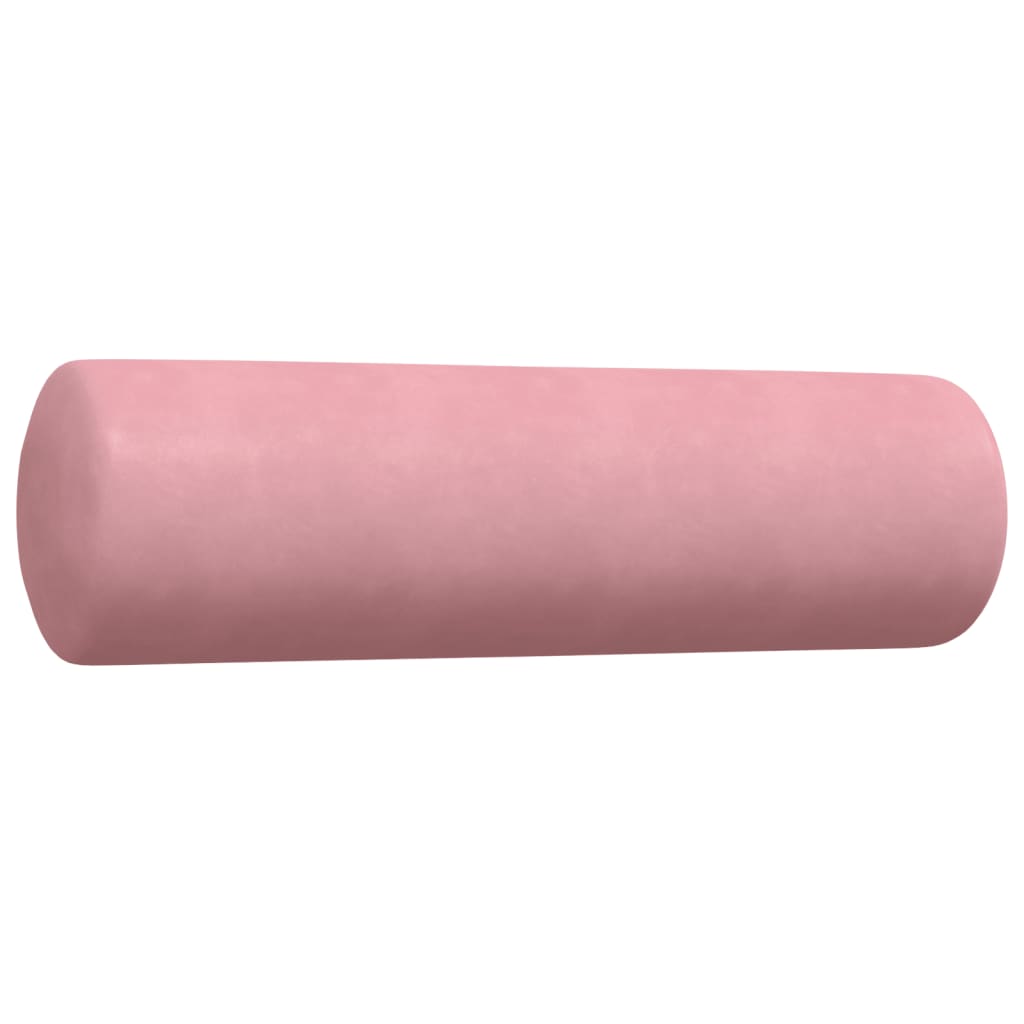 3-tlg. Sofagarnitur mit Kissen und Nackenrollen Rosa Samt