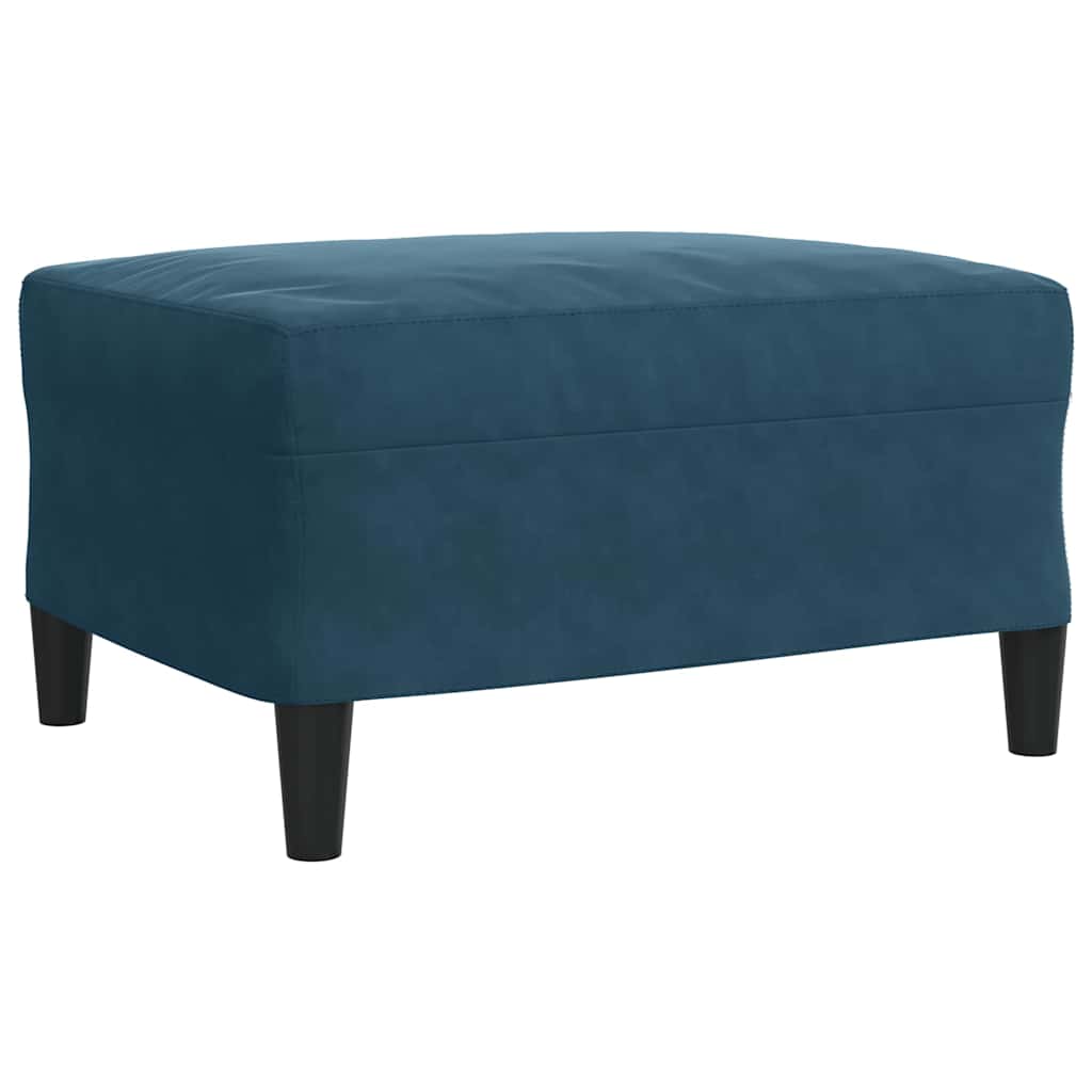 3-tlg. Sofagarnitur mit Kissen Blau Samt
