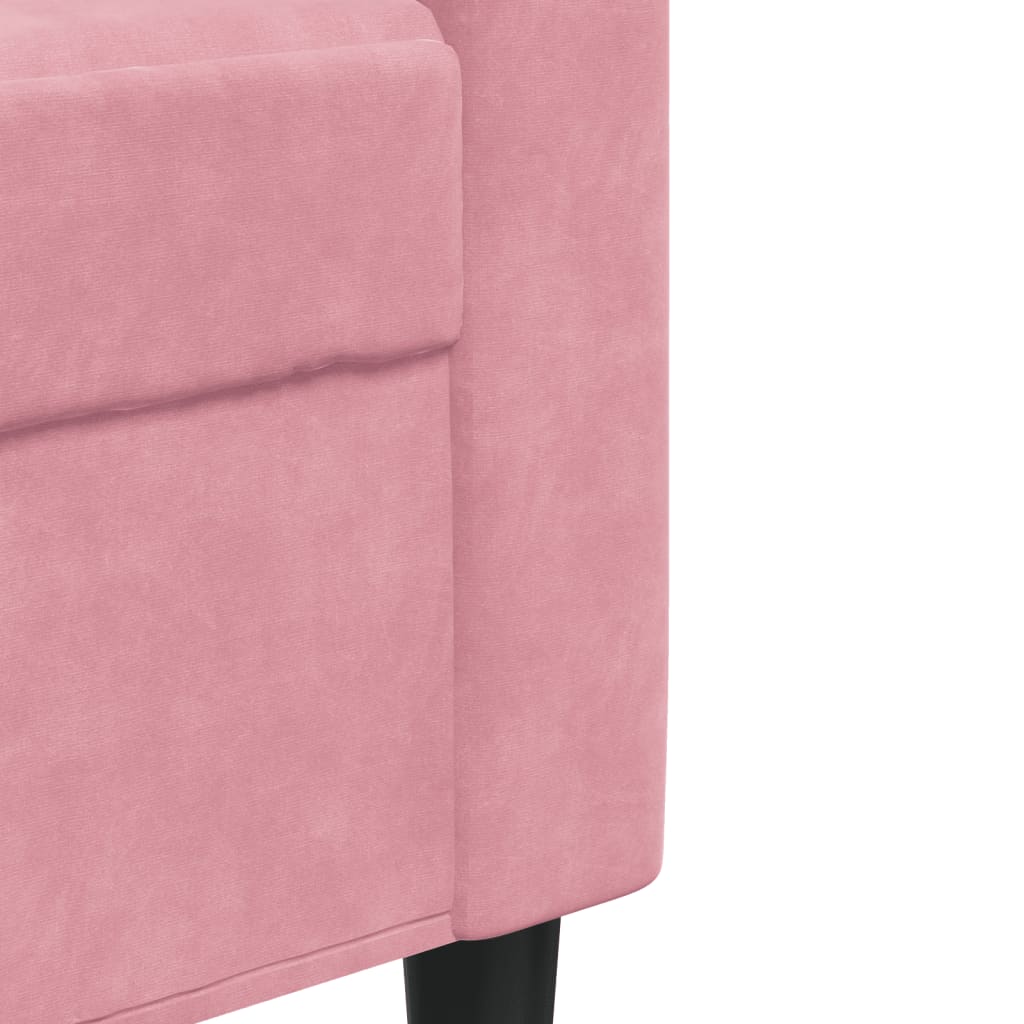 2-tlg. Sofagarnitur mit Kissen und Nackenrollen Rosa Samt