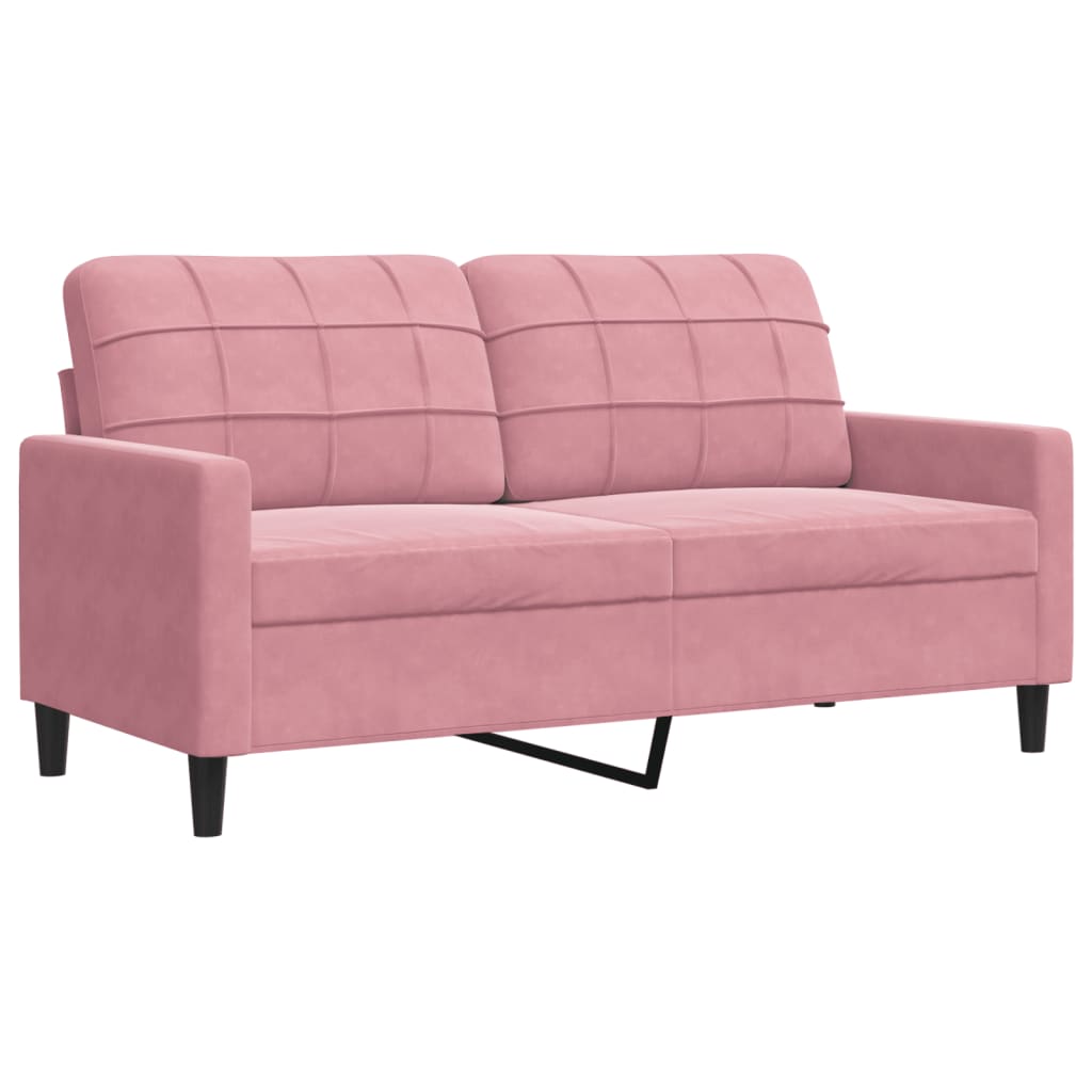 3-tlg. Sofagarnitur mit Kissen und Nackenrollen Rosa Samt