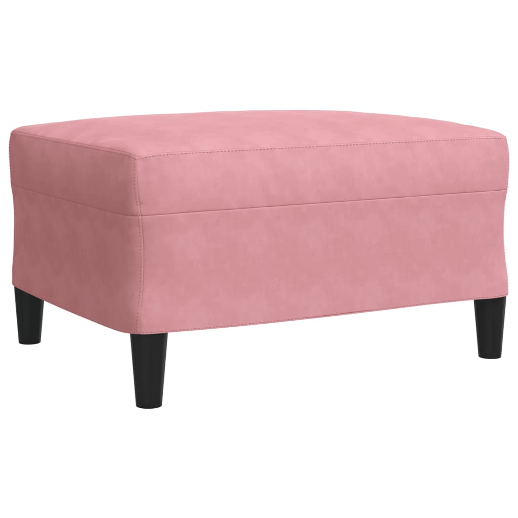 3-tlg. Sofagarnitur mit Kissen und Nackenrollen Rosa Samt