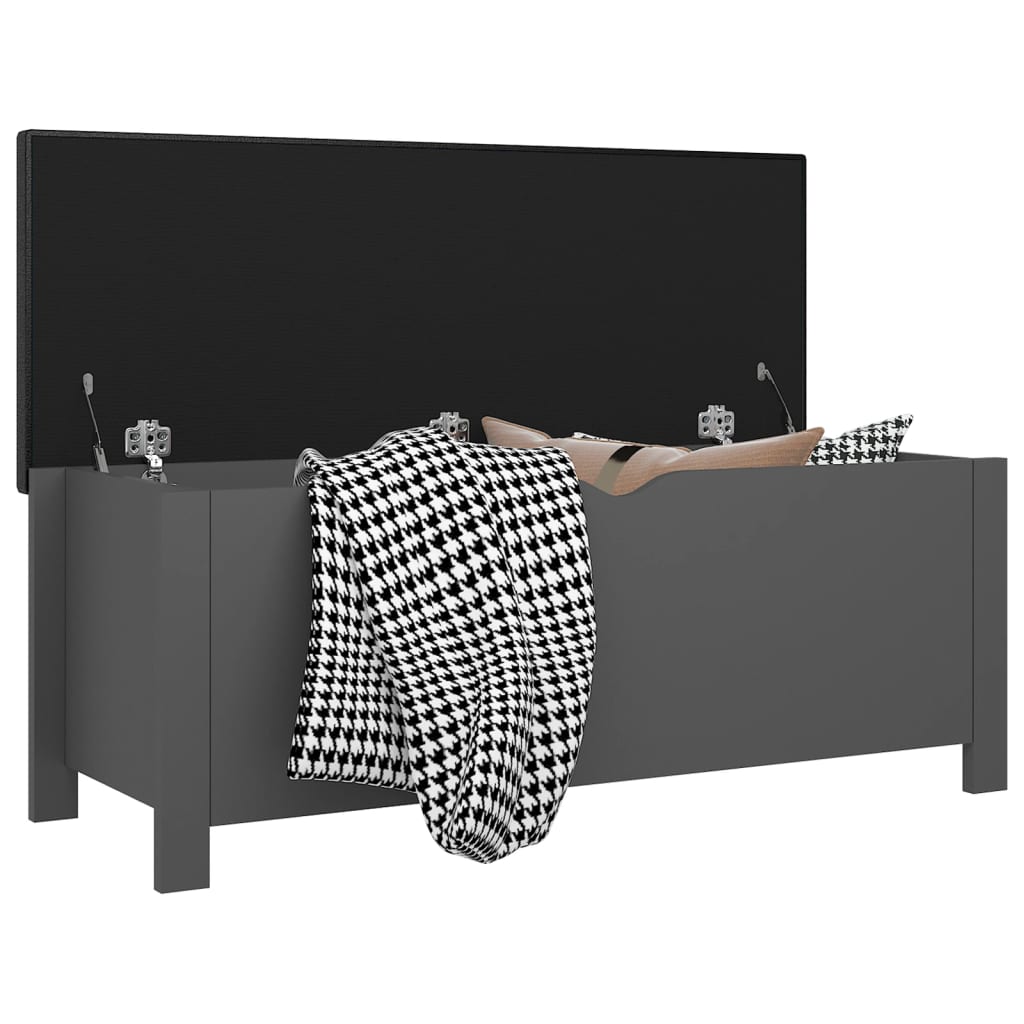 Aufbewahrungsbox mit Kissen Grau 105x40x45 cm