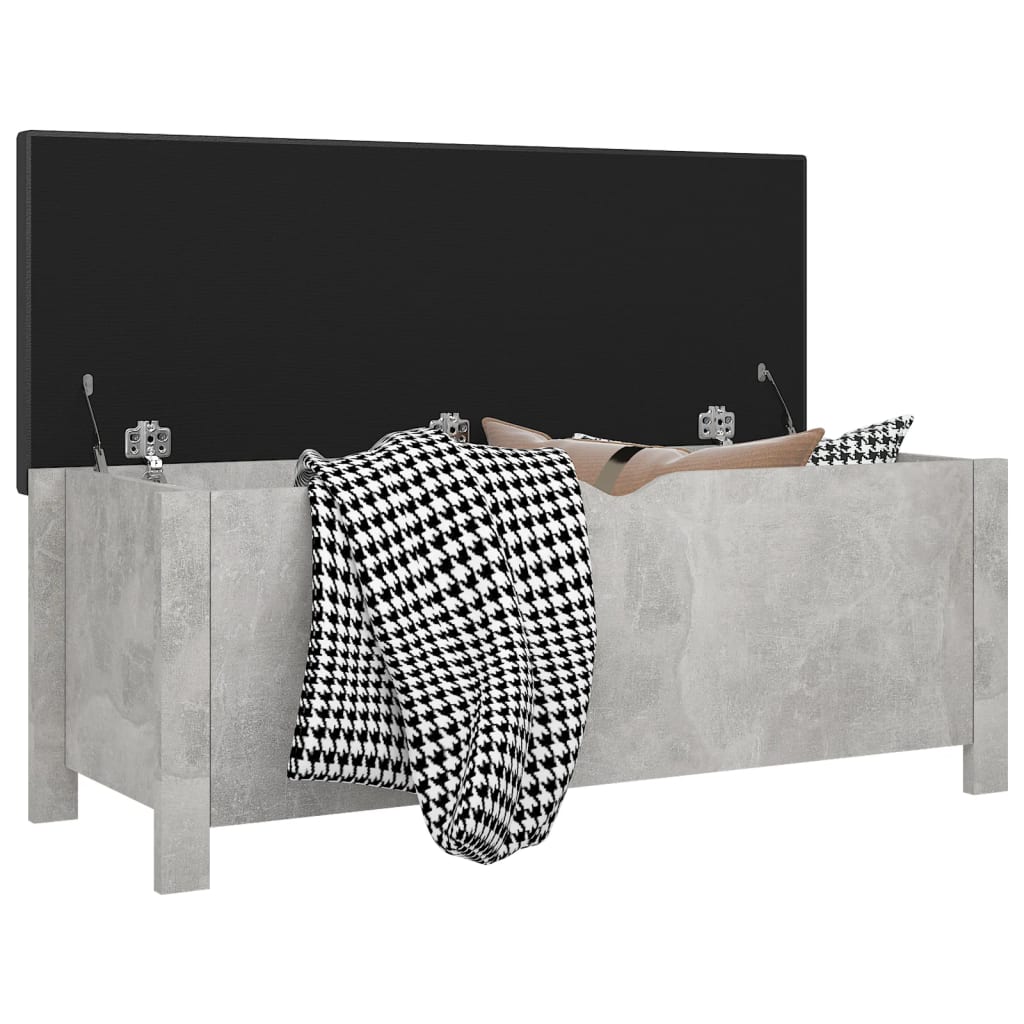 Aufbewahrungsbox mit Kissen Betongrau 105x40x45 cm