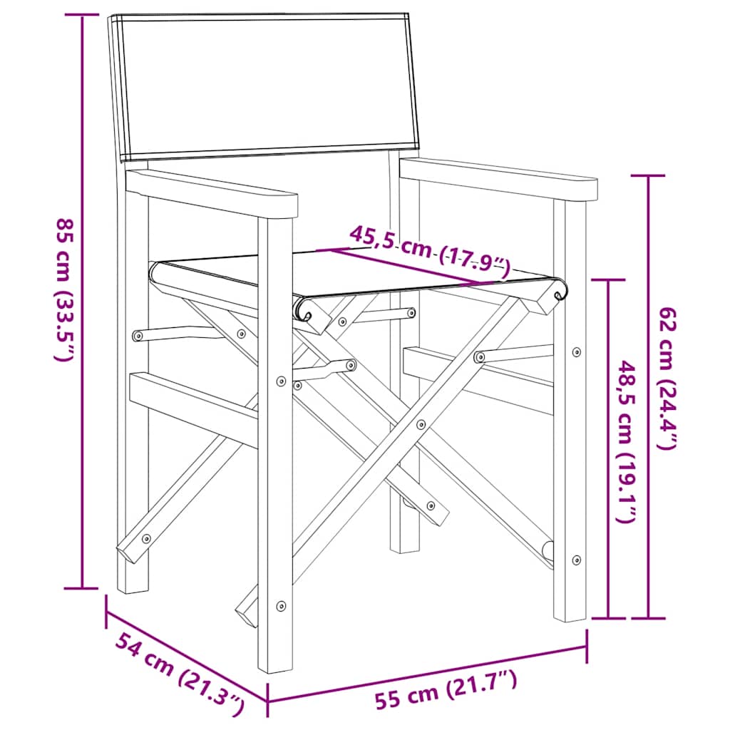 Regiestühle 2 Stk. Klappbar Creme Massivholz Teak