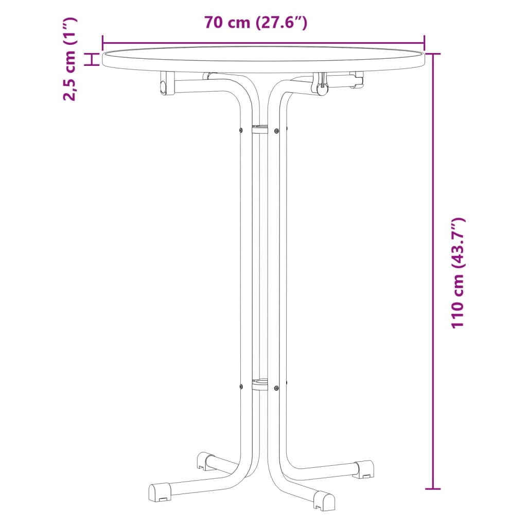 Bartisch Weiß Ø70x110 cm Holzwerkstoff und Stahl