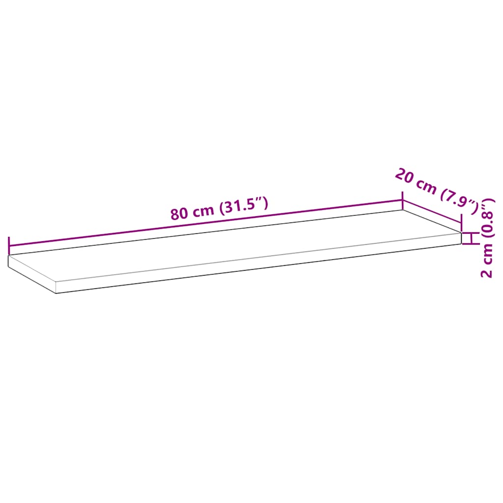 Schweberegale 3 Stk. 80x20x2 cm Massivholz Akazie Unbehandelt