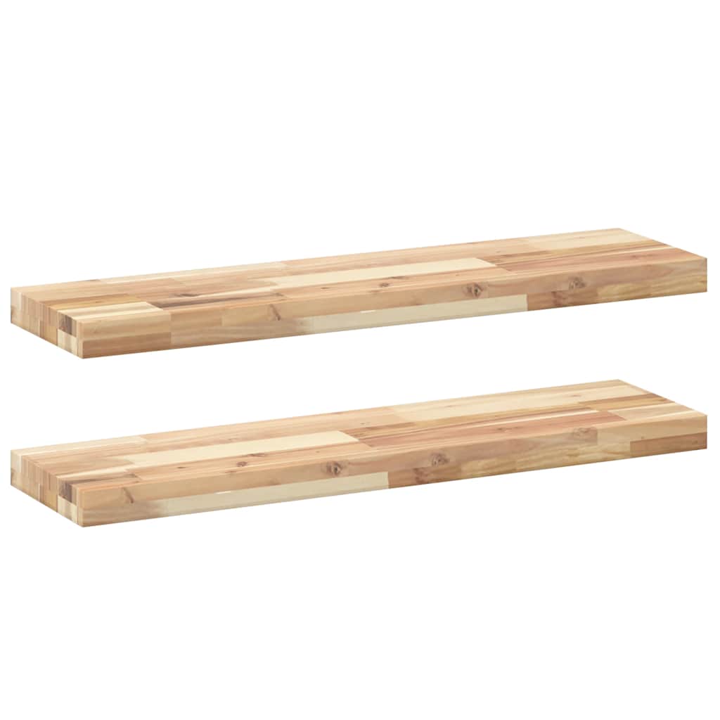Schweberegale 2 Stk. 100x20x4 cm Massivholz Akazie Unbehandelt