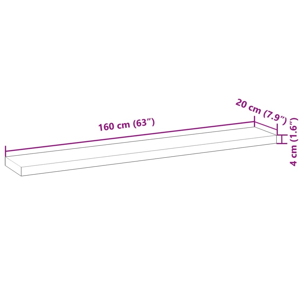 Schweberegale 3 Stk. 160x20x4 cm Massivholz Akazie Unbehandelt