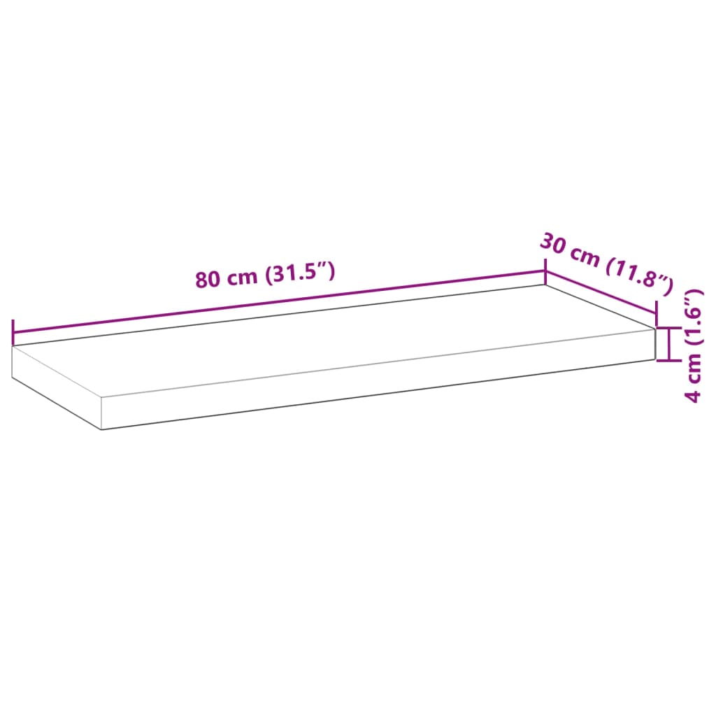 Schweberegale 4 Stk. 80x30x4 cm Massivholz Akazie Unbehandelt