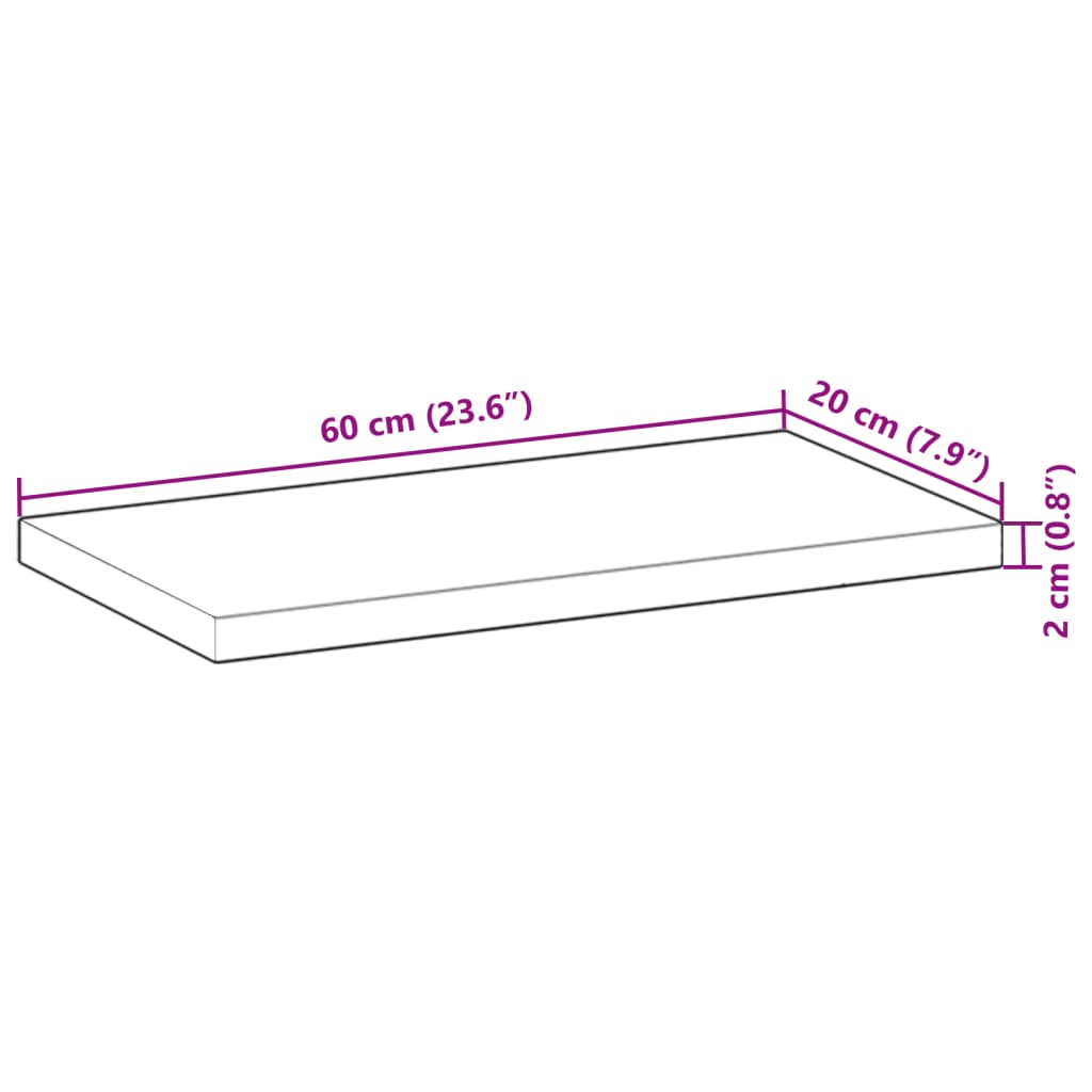 Schweberegale 2 Stk. 60x20x2 cm Massivholz Akazie Ölbehandelt