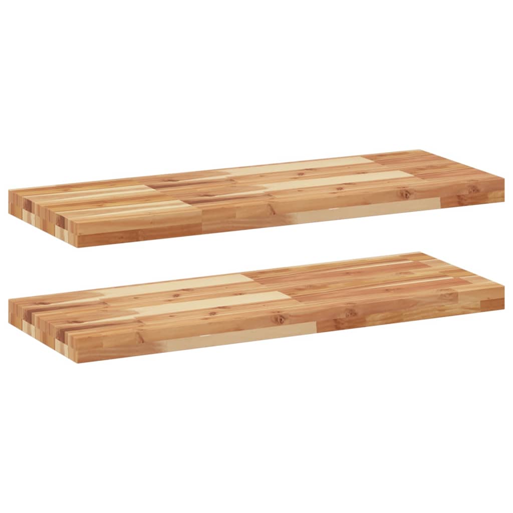 Schweberegale 2 Stk. 80x30x4 cm Massivholz Akazie Ölbehandelt