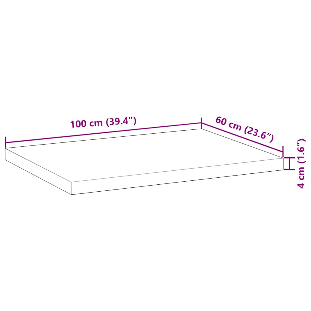 Waschtischplatte Unbehandelt 100x60x4 cm Massivholz Akazie