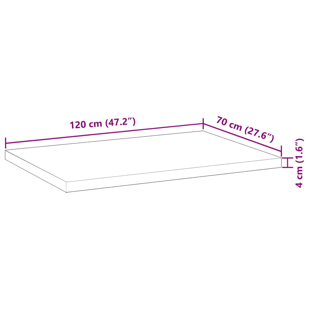 Schreibtischplatte Unbehandelt 120x70x4 cm Massivholz Akazie