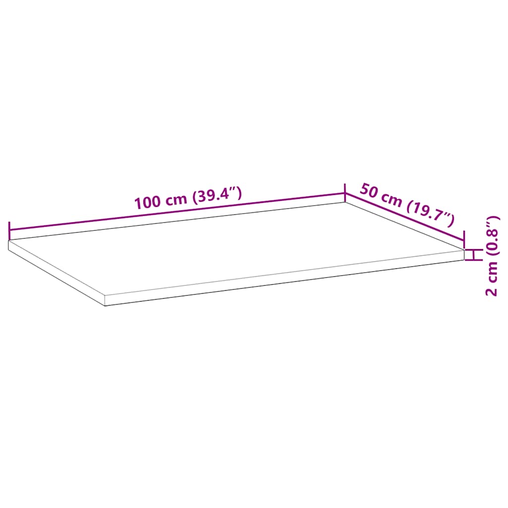 Schreibtischplatte Ölbeschichtung 100x50x2 cm Massivholz Akazie