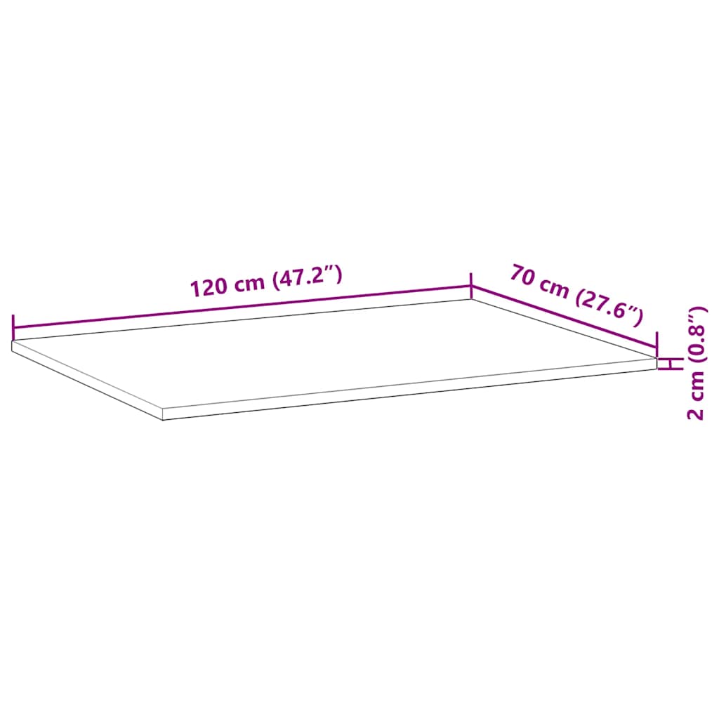 Schreibtischplatte Ölbeschichtung 120x70x2 cm Massivholz Akazie