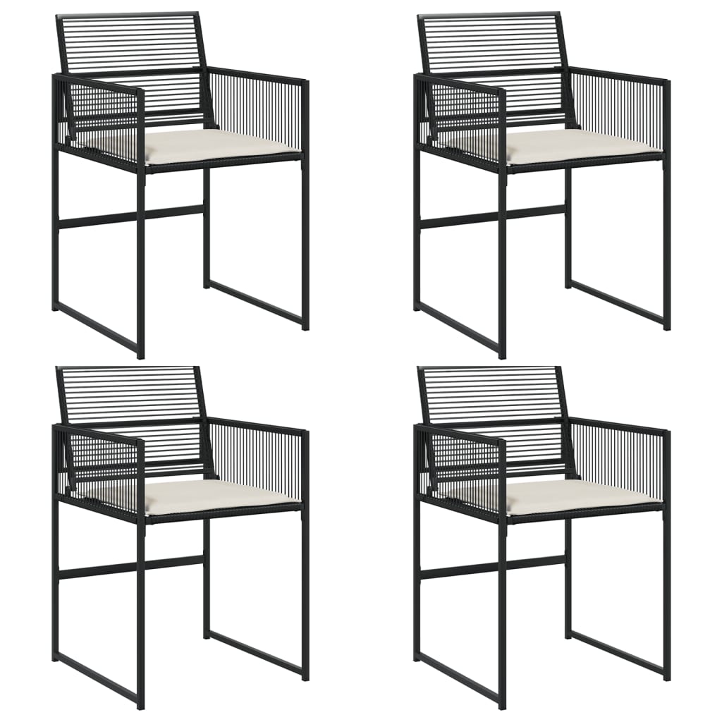 Gartenstühle mit Kissen 4 Stk. Schwarz Poly Rattan