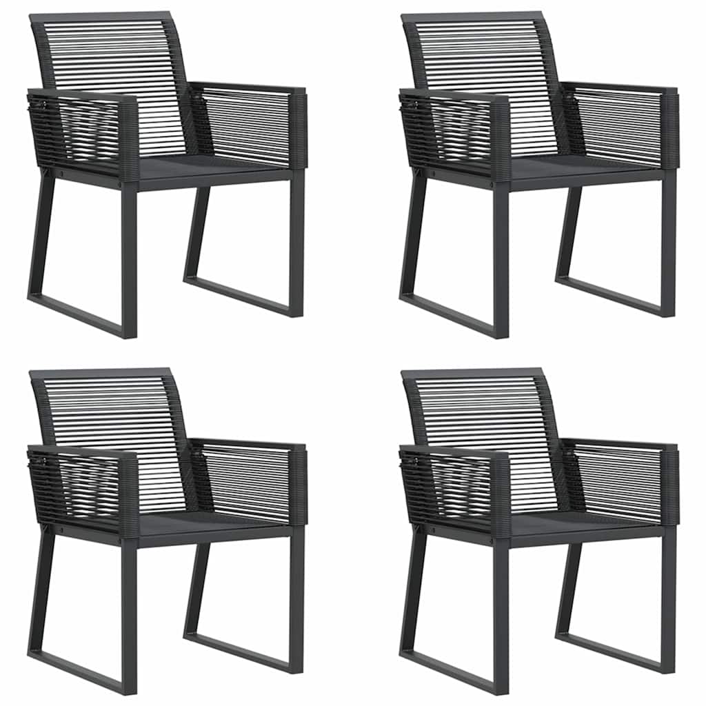 Gartenstühle 4 Stk. Schwarz Poly Rattan