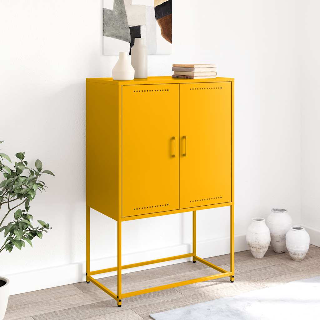 Highboard Senfgelb 68,5x38,5x107 cm Stahl
