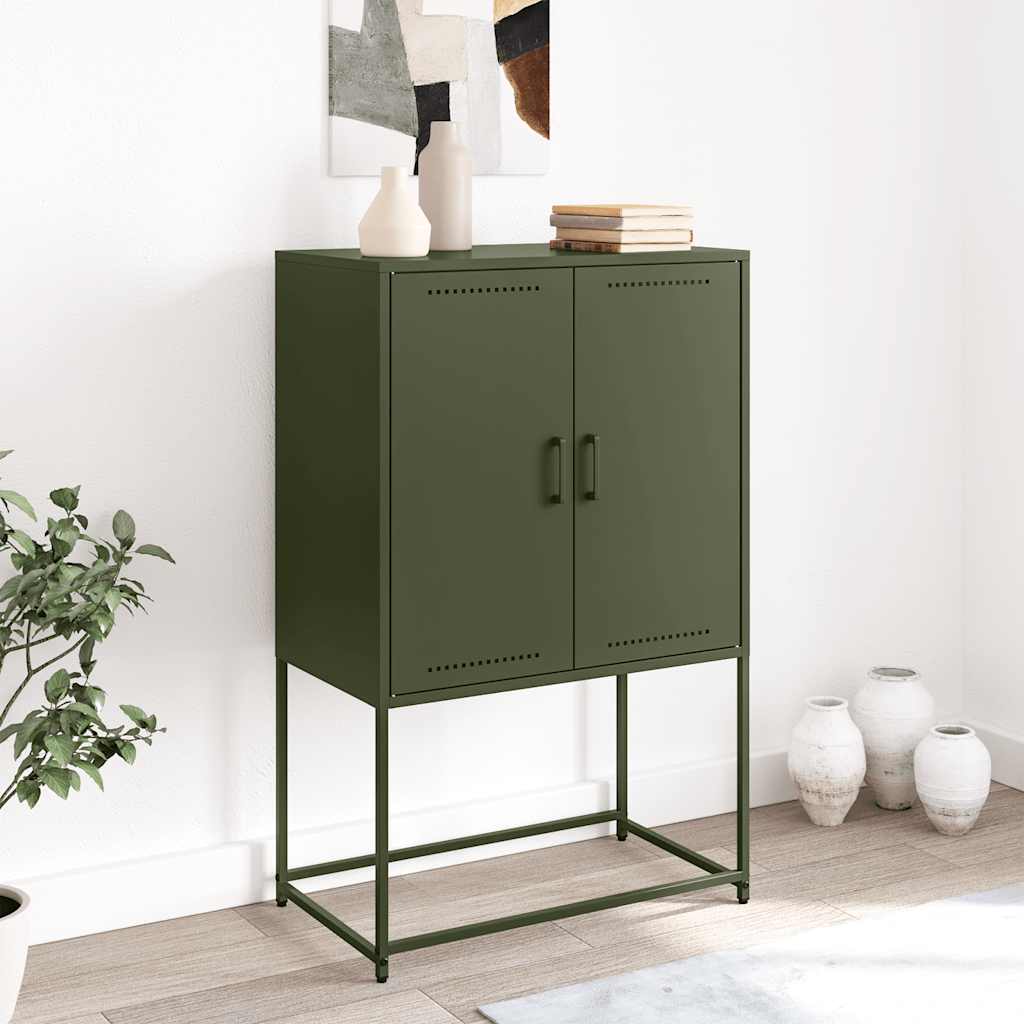Highboard Olivgrün 68,5x38,5x107 cm Stahl