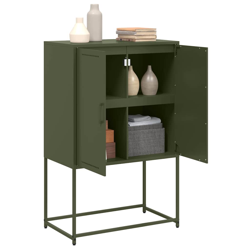 Highboard Olivgrün 68,5x38,5x107 cm Stahl