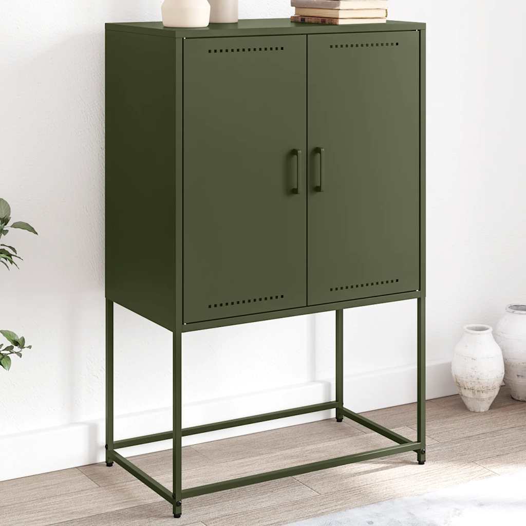 Highboard Olivgrün 68,5x38,5x107 cm Stahl