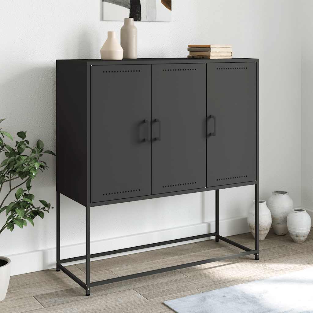 Highboard Schwarz 100,5x39x107 cm Stahl