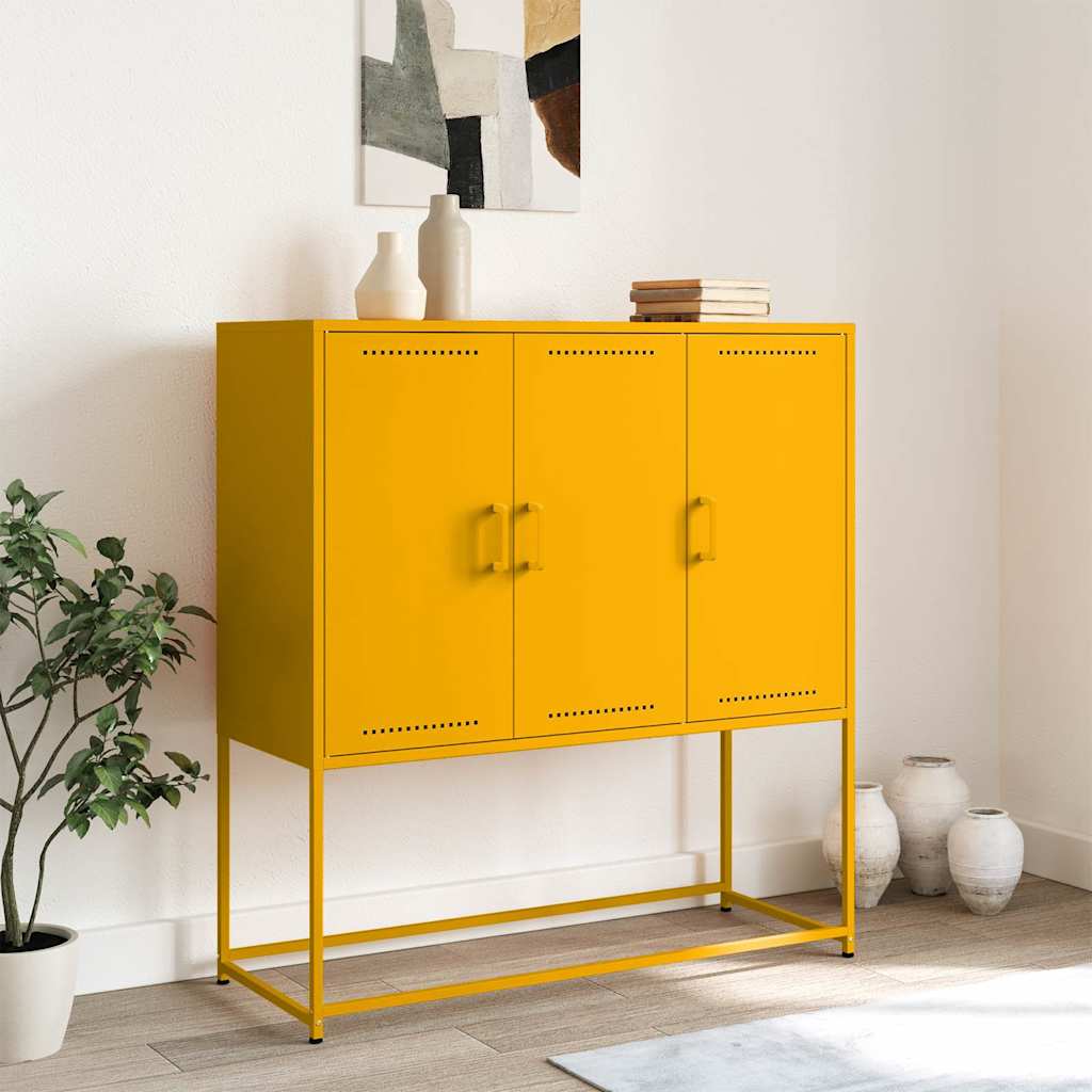 Highboard Senfgelb 100,5x39x107 cm Stahl