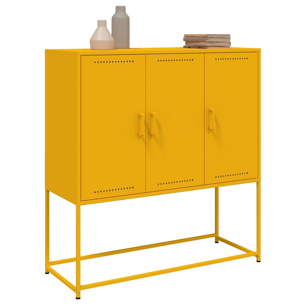 Highboard Senfgelb 100,5x39x107 cm Stahl
