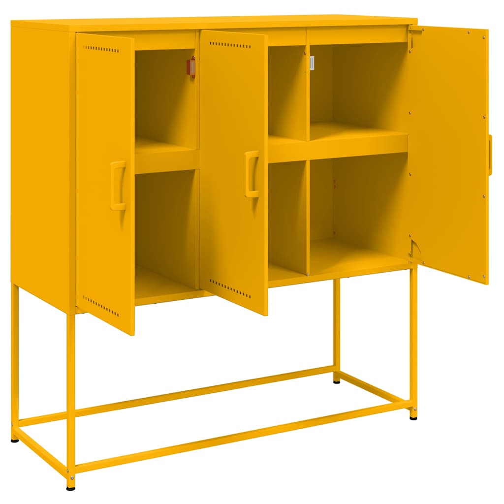 Highboard Senfgelb 100,5x39x107 cm Stahl