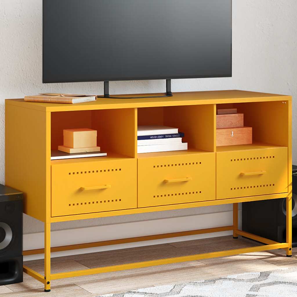 TV-Schrank Senfgelb 100,5x39x60,5 cm Stahl