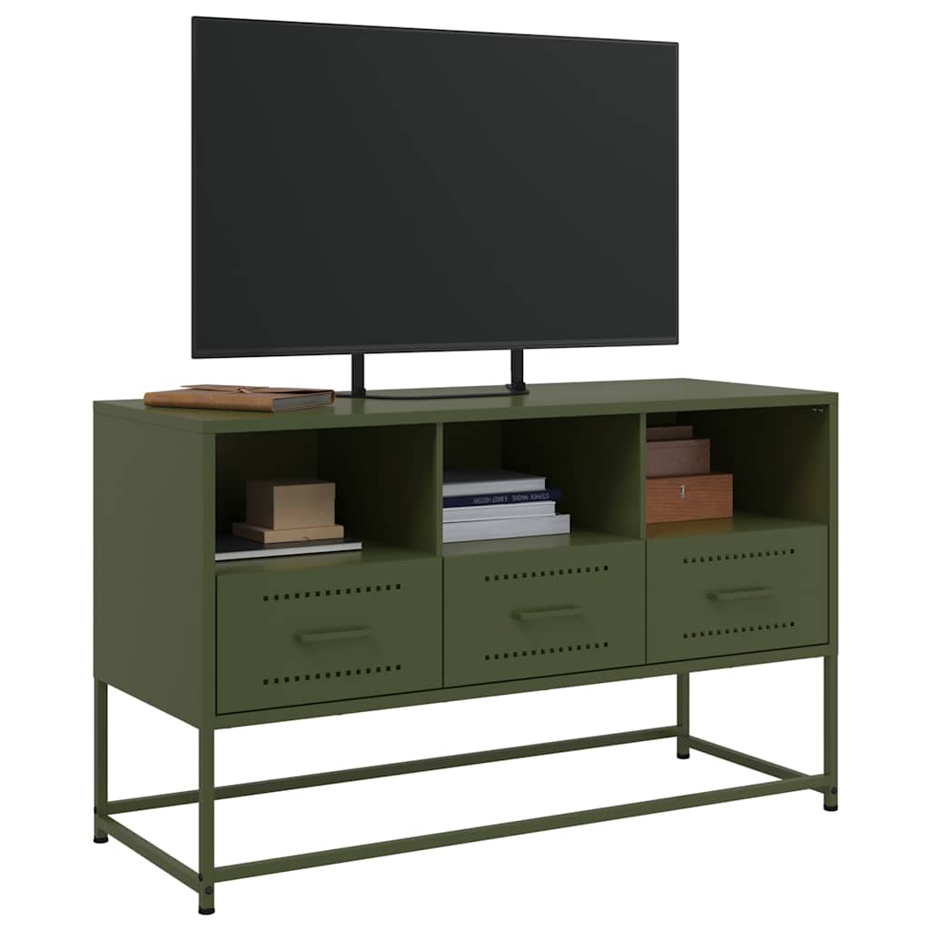TV-Schrank Olivgrün 100,5x39x60,5 cm Stahl