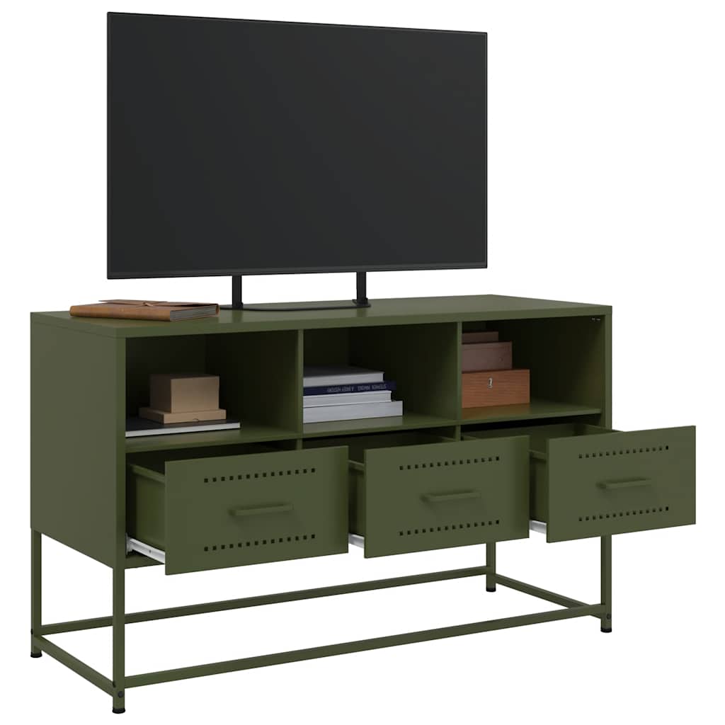 TV-Schrank Olivgrün 100,5x39x60,5 cm Stahl