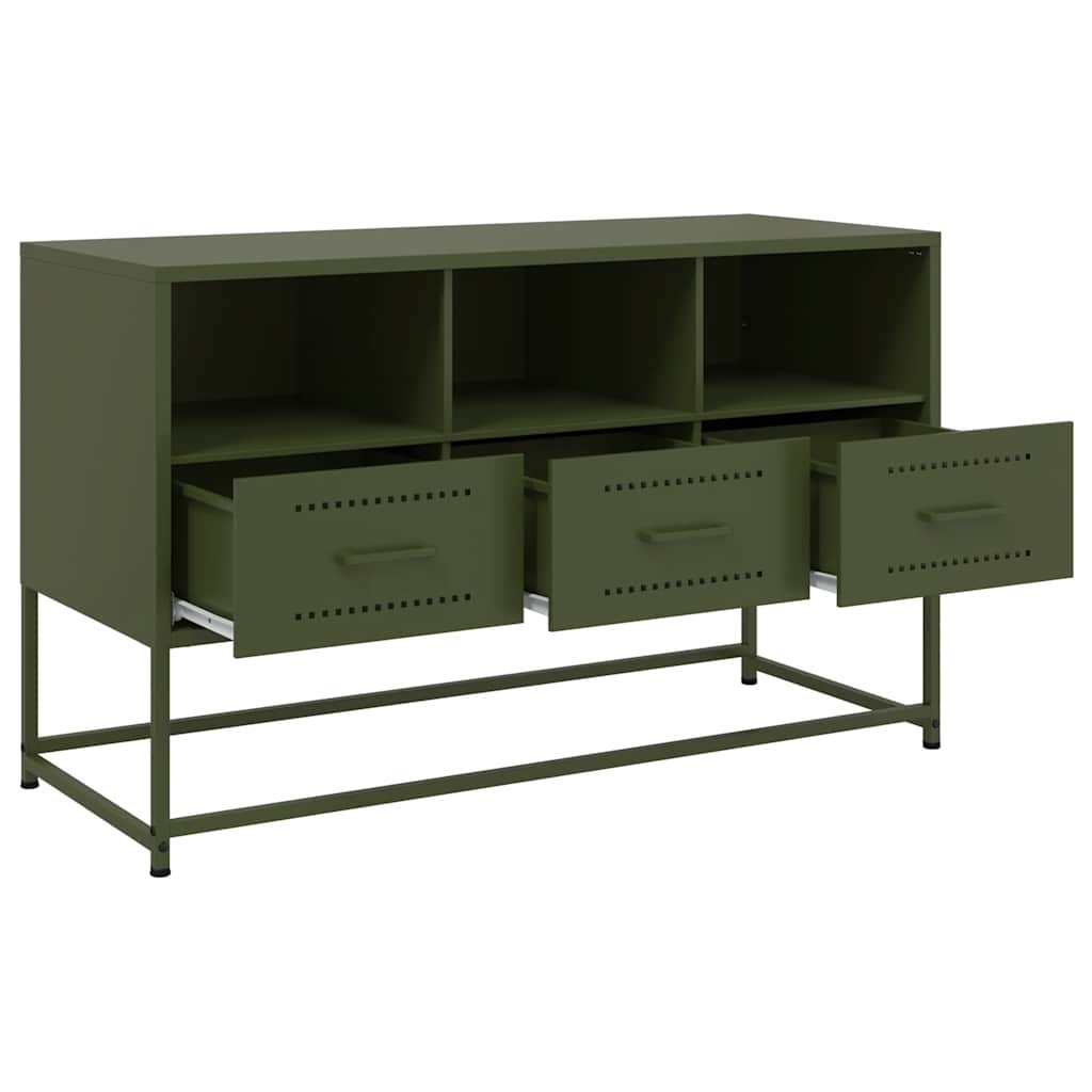 TV-Schrank Olivgrün 100,5x39x60,5 cm Stahl