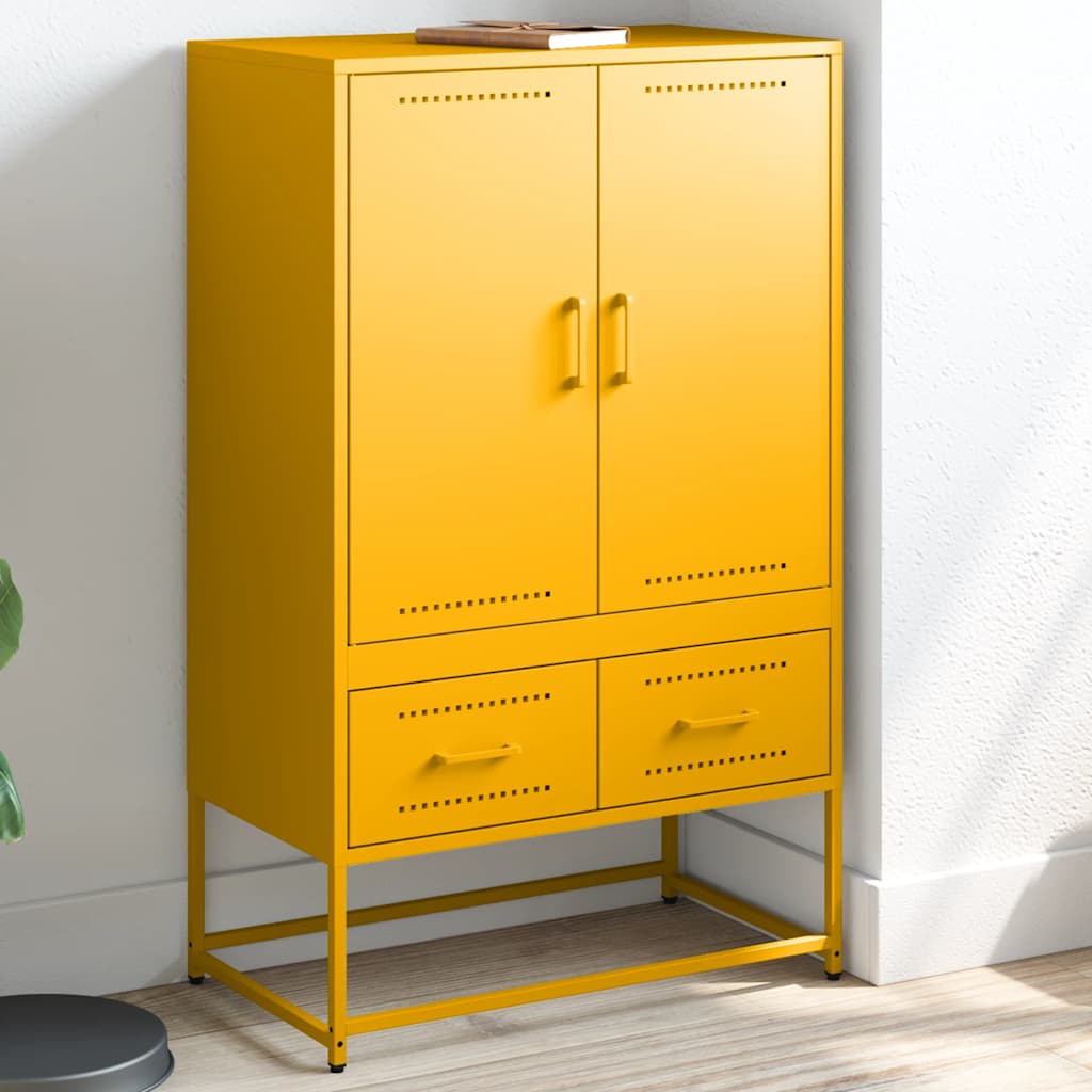 Highboard Senfgelb 68x39x111,5 cm Stahl