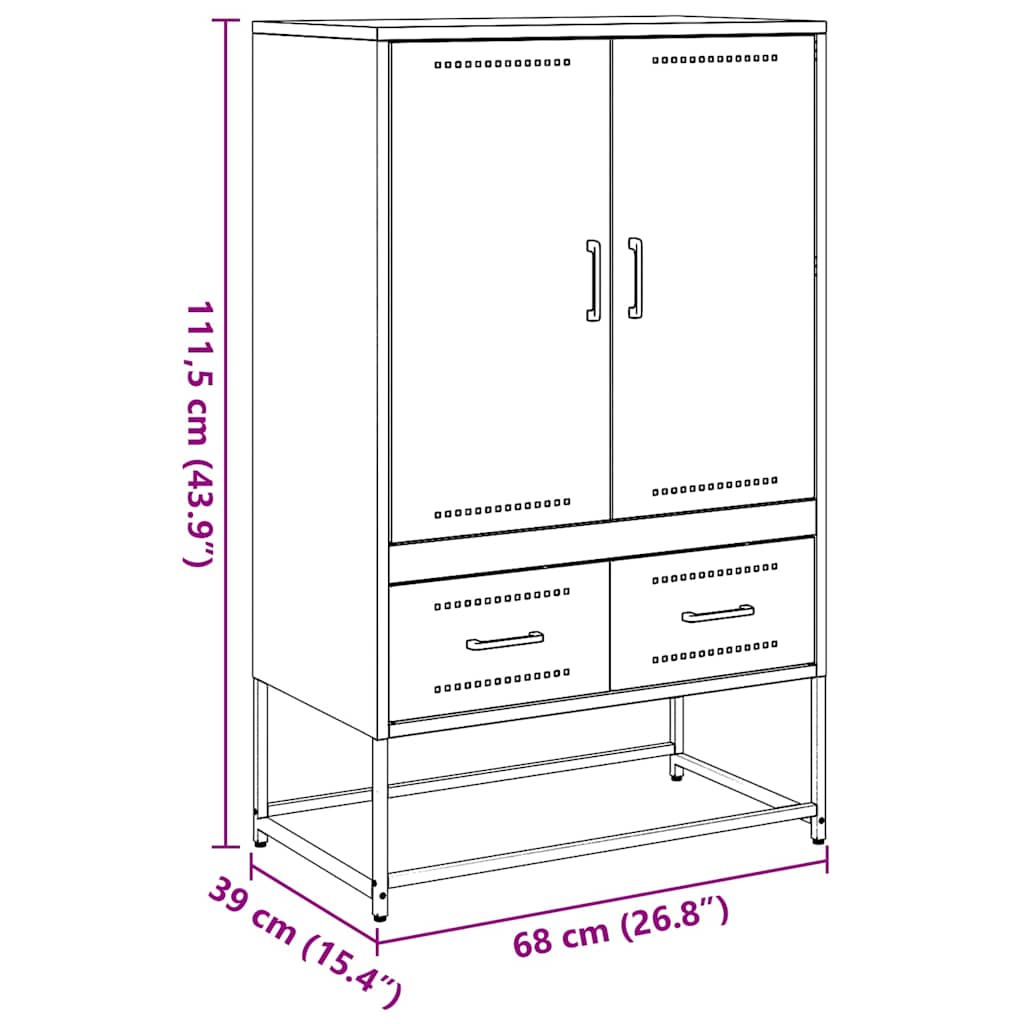 Highboard Weiß 68x39x111,5 cm Stahl