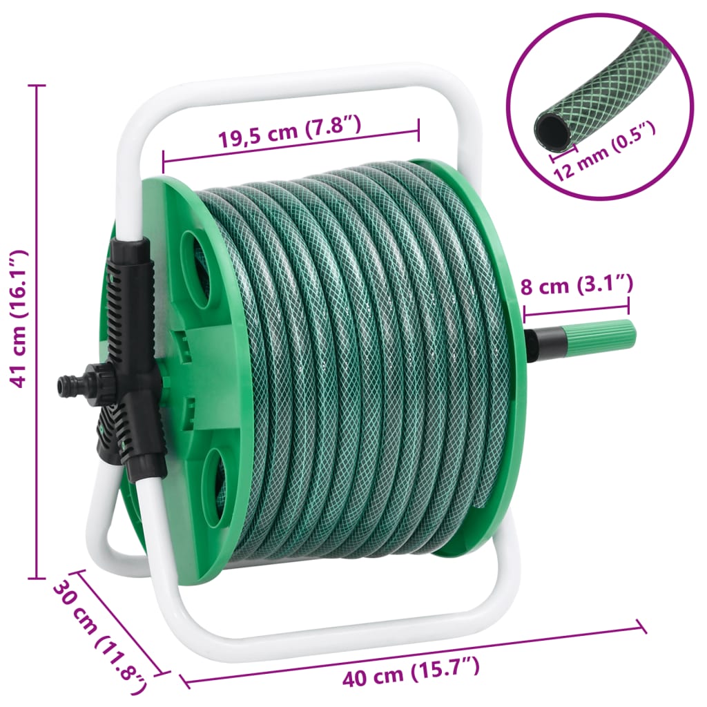 Schlauchtrommel Freistehend Grün mit 30 m Schlauch PVC