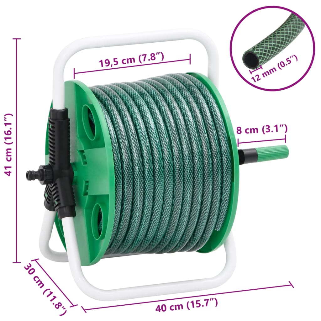 Schlauchtrommel Freistehend Grün mit 50 m Schlauch PVC