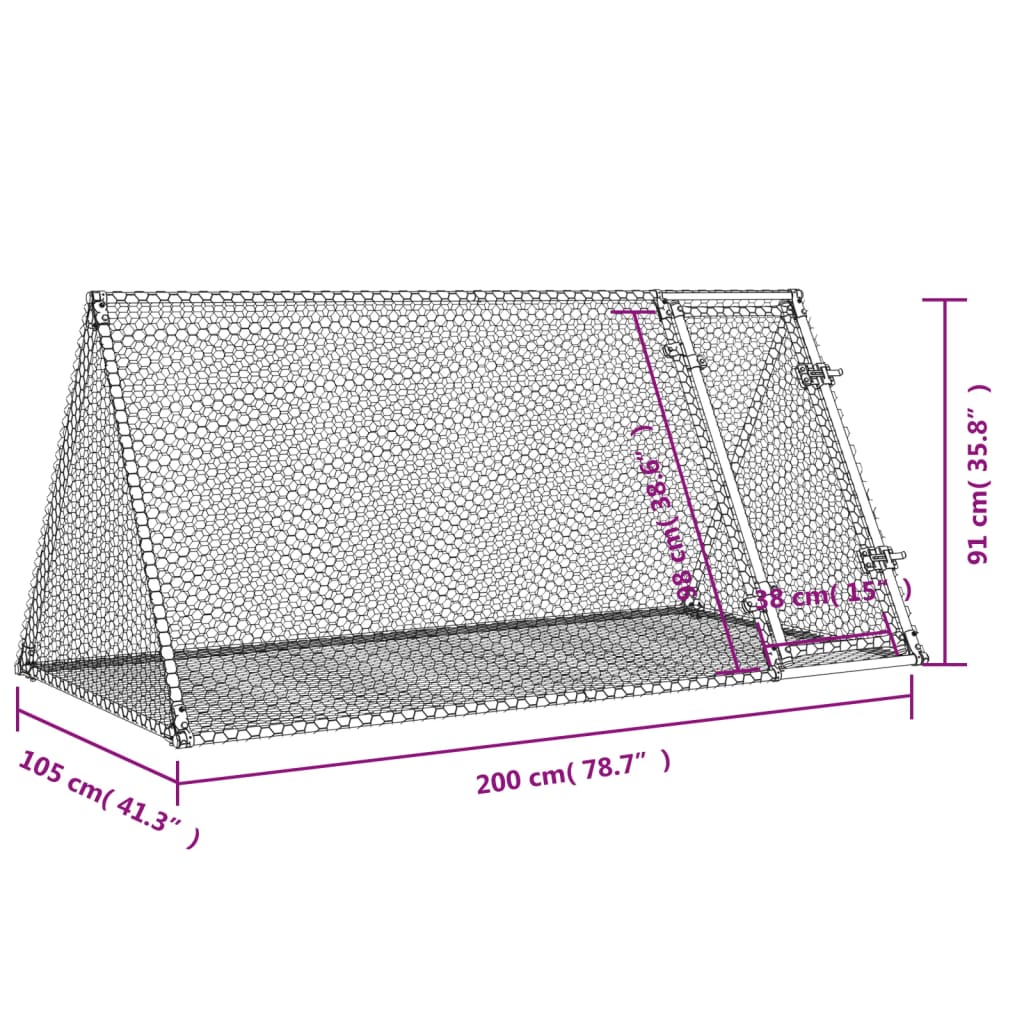 Hasenstall Silbern 200x105x91 cm Verzinkter Stahl