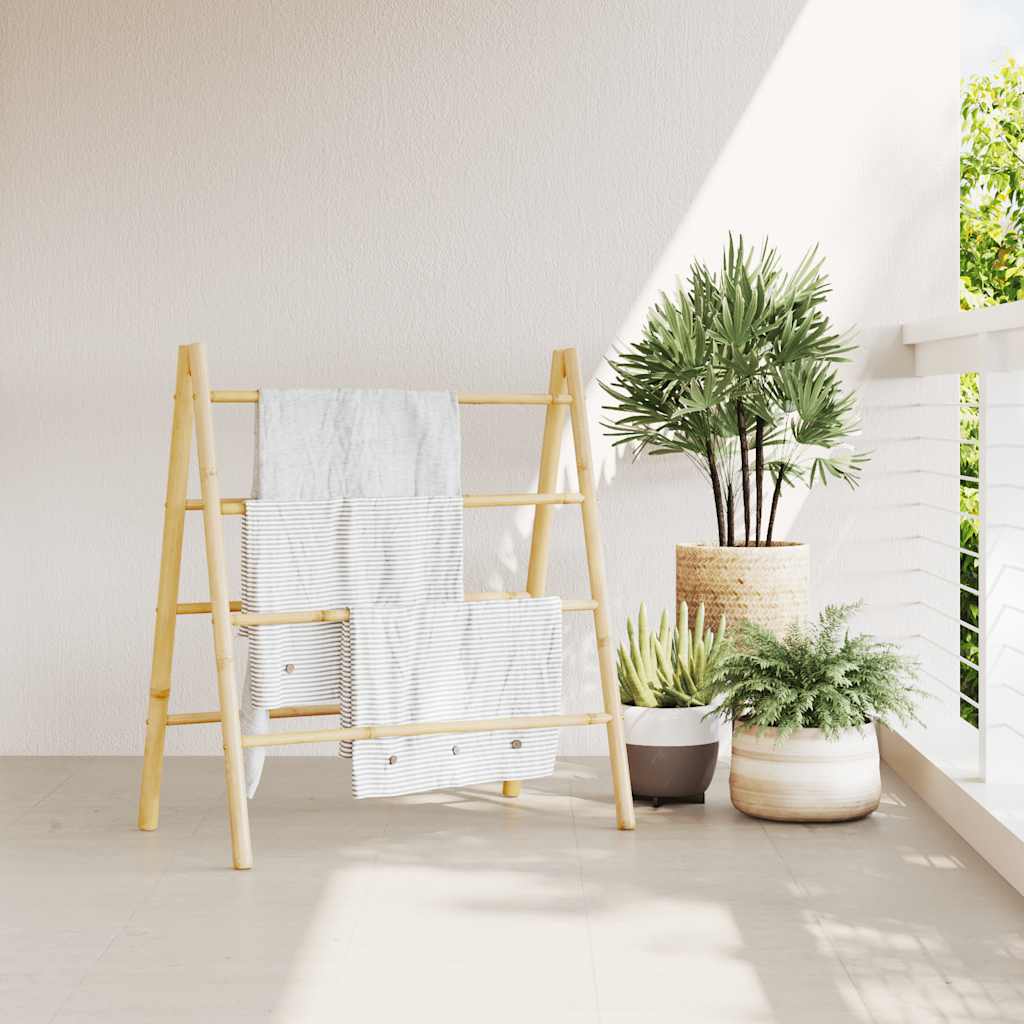 Doppel-Handtuchleiter mit 4 Sprossen 90x50x100 cm Bambus
