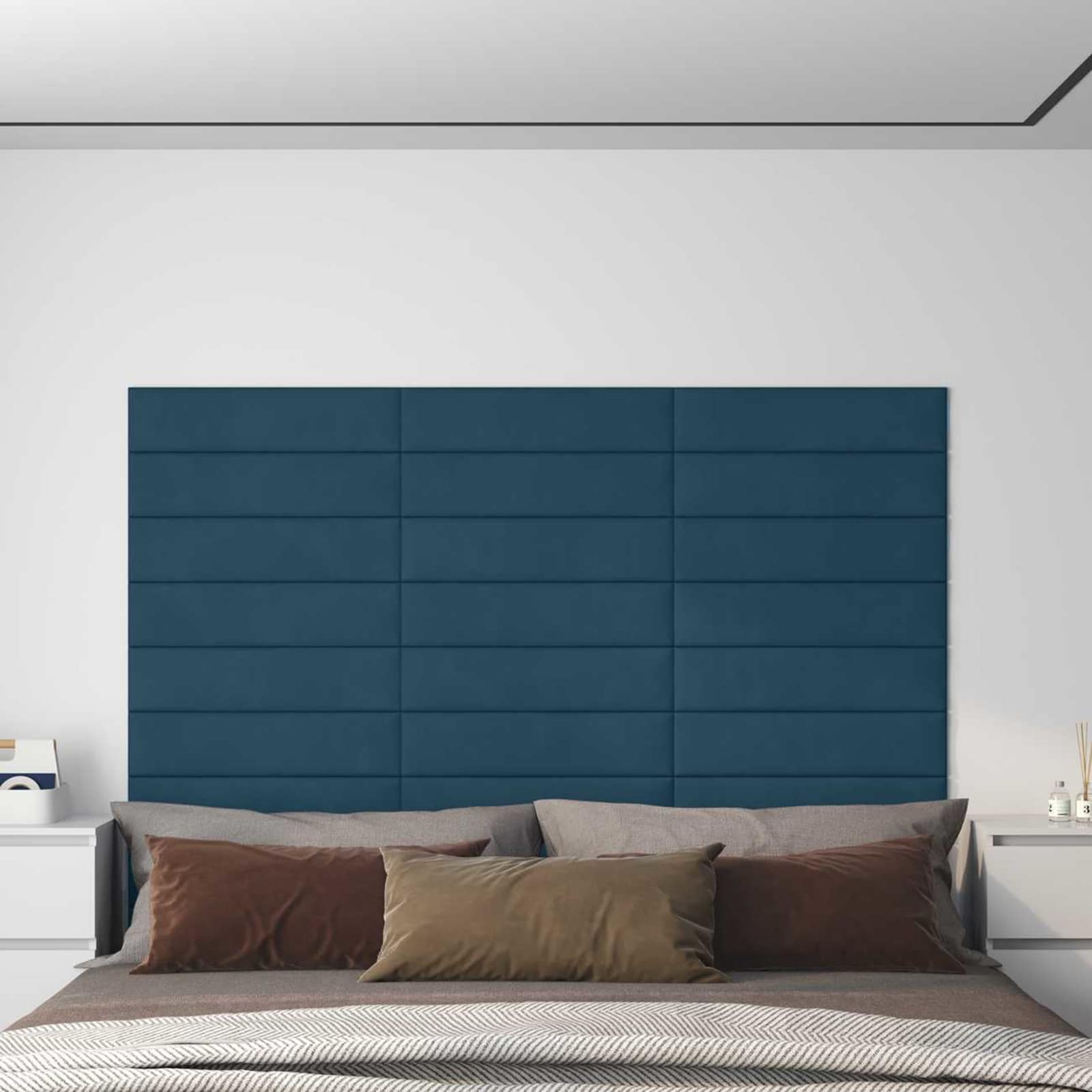 Wandkopfteilen 12 pcs Blau Samt