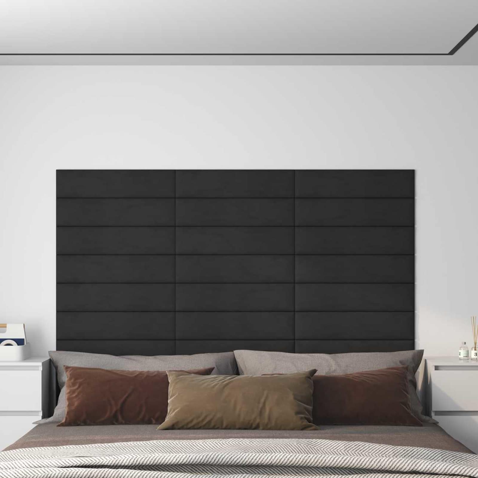 Wandkopfteilen 12 pcs Schwarz Samt