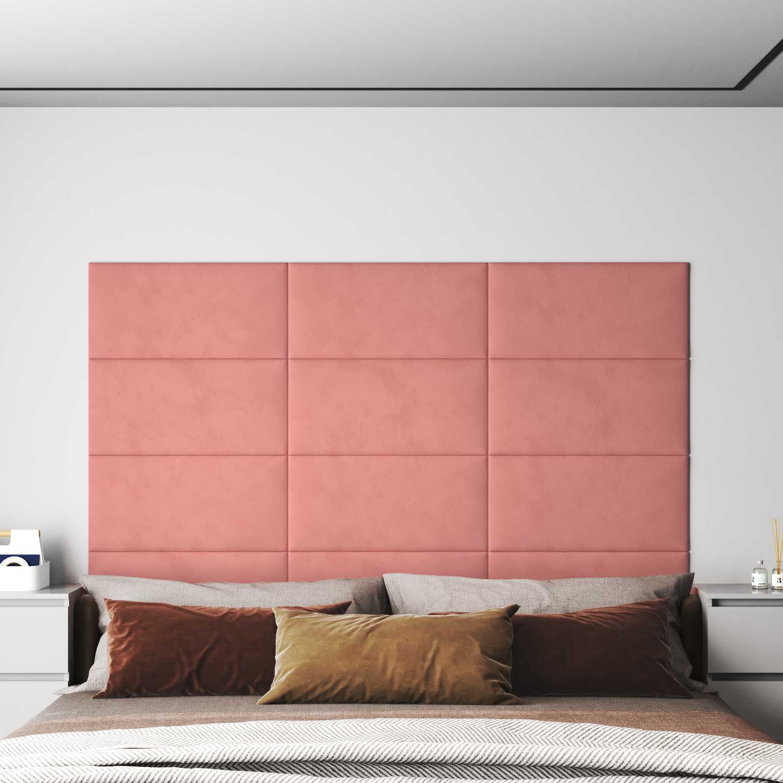 Wandkopfteilen 12 pcs Rosa Samt