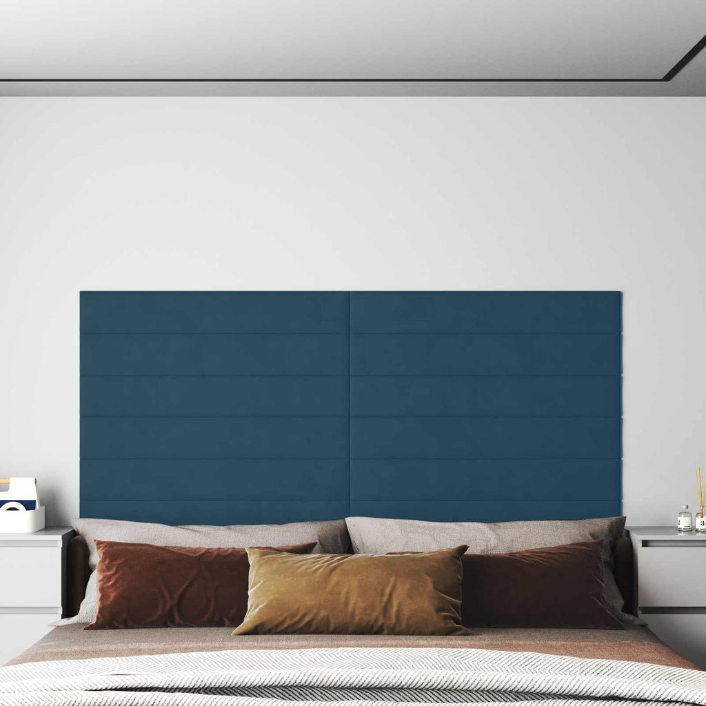 Wandkopfteilen 12 pcs Blau Samt