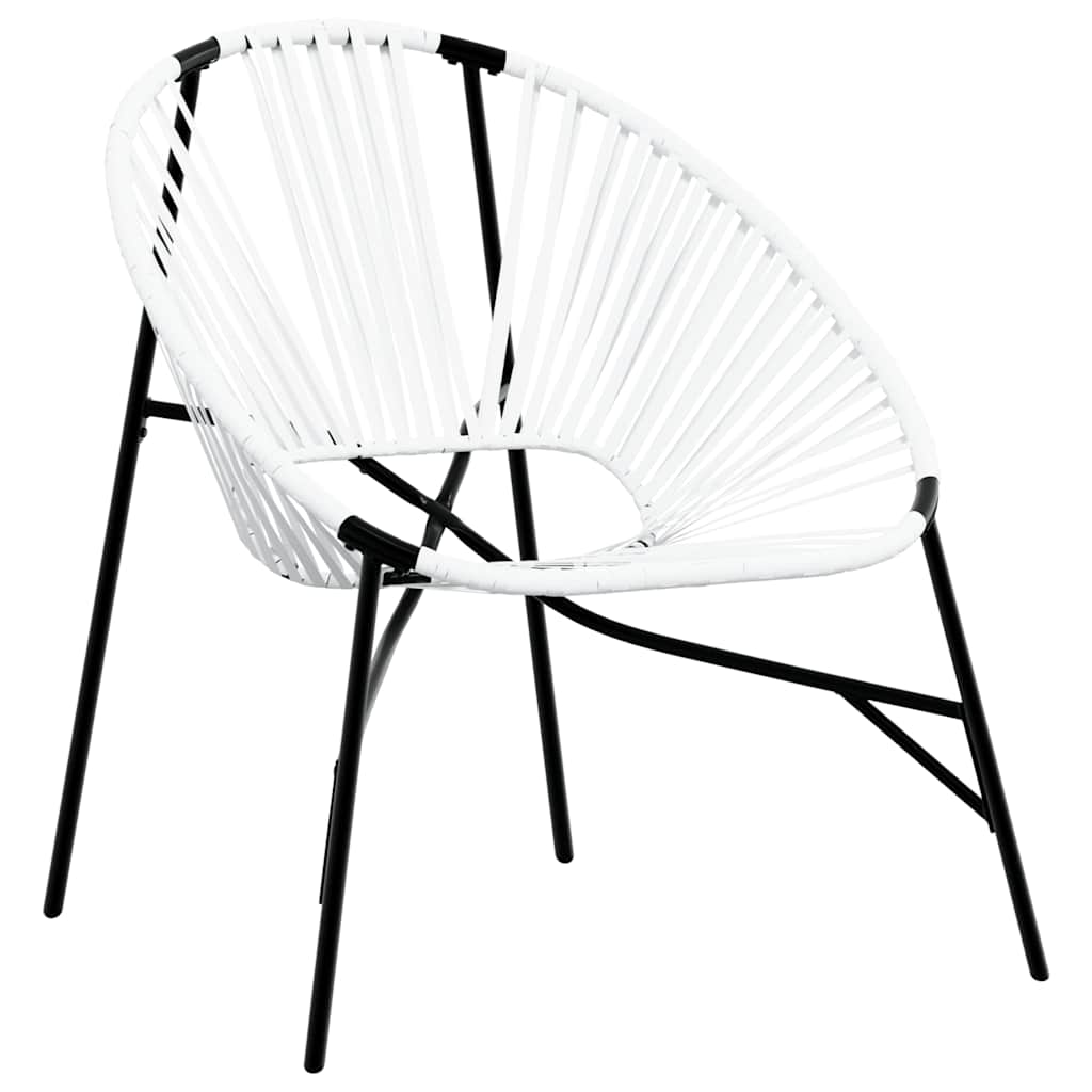 Gartenstuhl in Ei-Form Schwarz und Weiß Poly Rattan